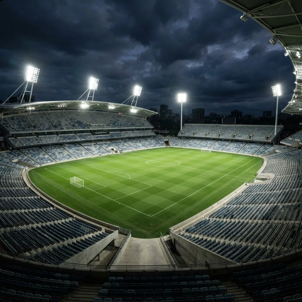 Live sports streaming IPTV channel showing a stadium lit up at night